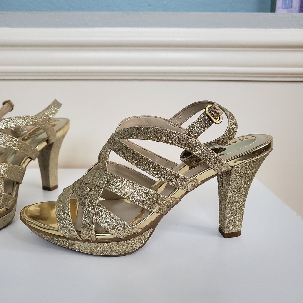 Naturalizer Comfort Gold Glitter Heels
